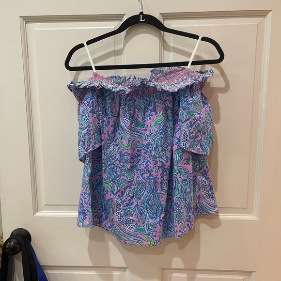 Lilly Pulitzer Leanne Off The Shoulder top size L NWT - Picture 5 of 5
